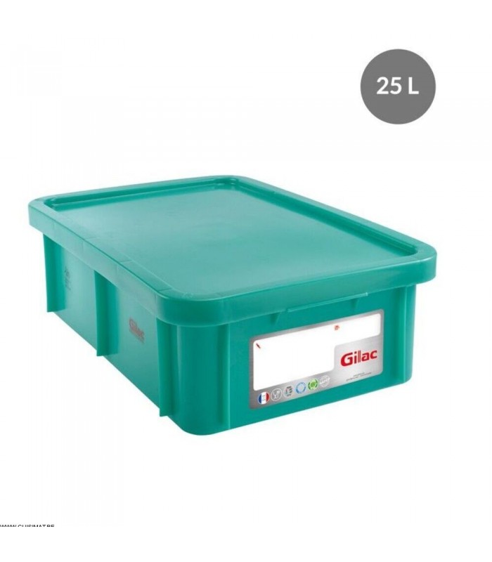 BAC RECTANGULAIRE 25L+ COUVERCLE VERT GILAC dans BAC DE TRANSPORT