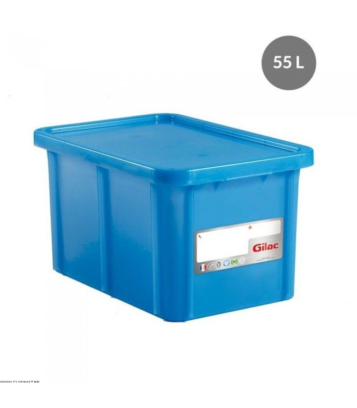 BAC RECTANGULAIRE 55L+ COUVERCLE BLEU GILAC dans BAC DE TRANSPORT