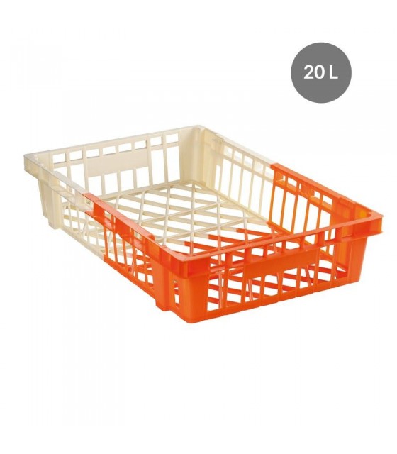 CAISSE VIENNOISERIE BICOLORE 20 L IVOIRE/ORANGE GILAC dans BAC DE TRANSPORT