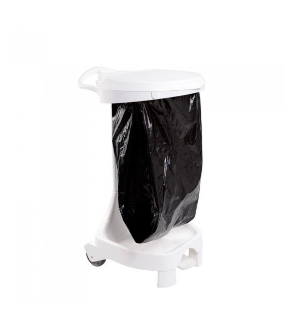 SUPPORT SAC 120LT AVEC PEDALE ET COUVERCLE BLANC GILAC dans POUBELLES