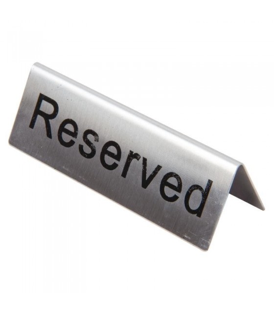 PLAQUETTE DE TABLE EN INOX RESERVED 10 PIECES dans SUPPORTS DE PRESENTATION