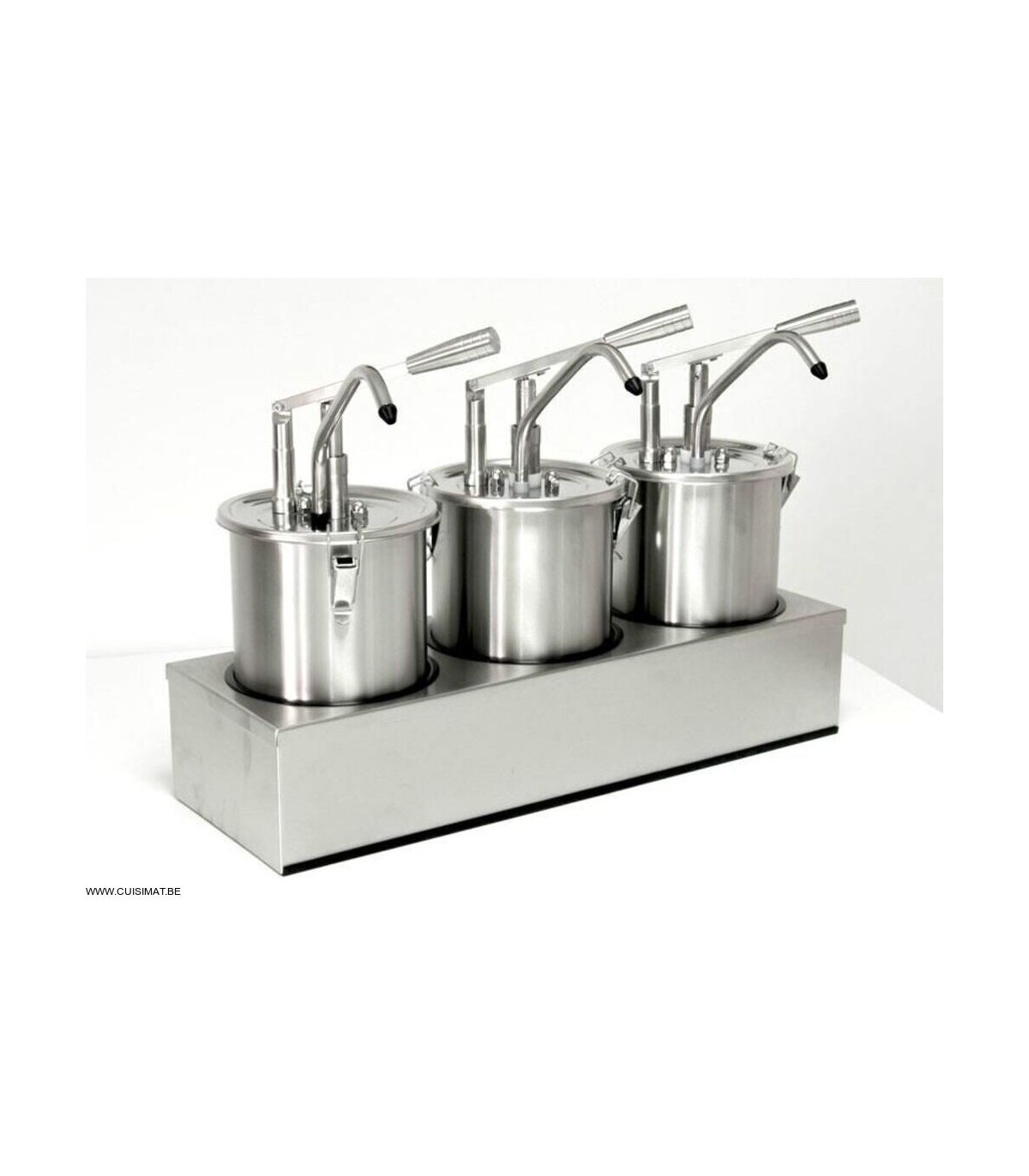 POMPE A SAUCE PREMIUM EN INOX AVEC RECIPIENTS 3*4.5LT ET COUVERCLES dans DISTRIBUTEURS SAUCES