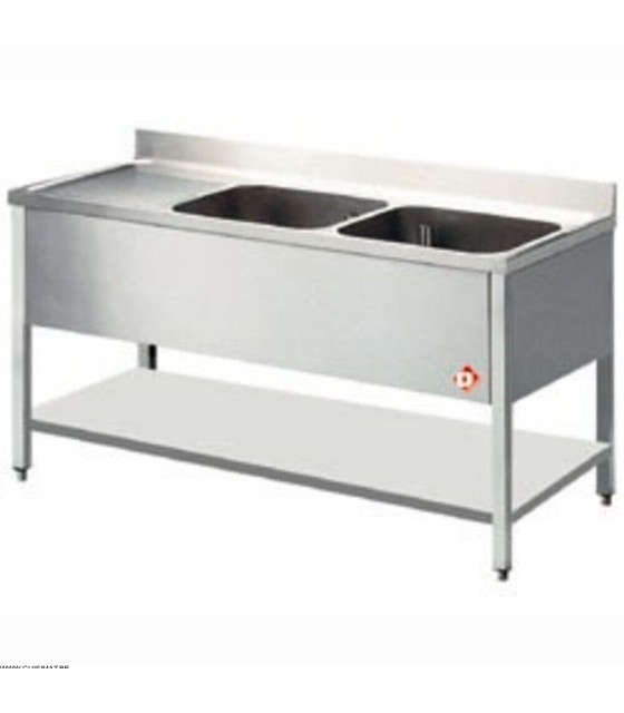 EOL  PLONGE 2 CUVES + 1 EGOUTTOIR GAUCHE 140CM AVEC SOUS TABLETTE DIAMOND dans EVIERS ET PLONGES