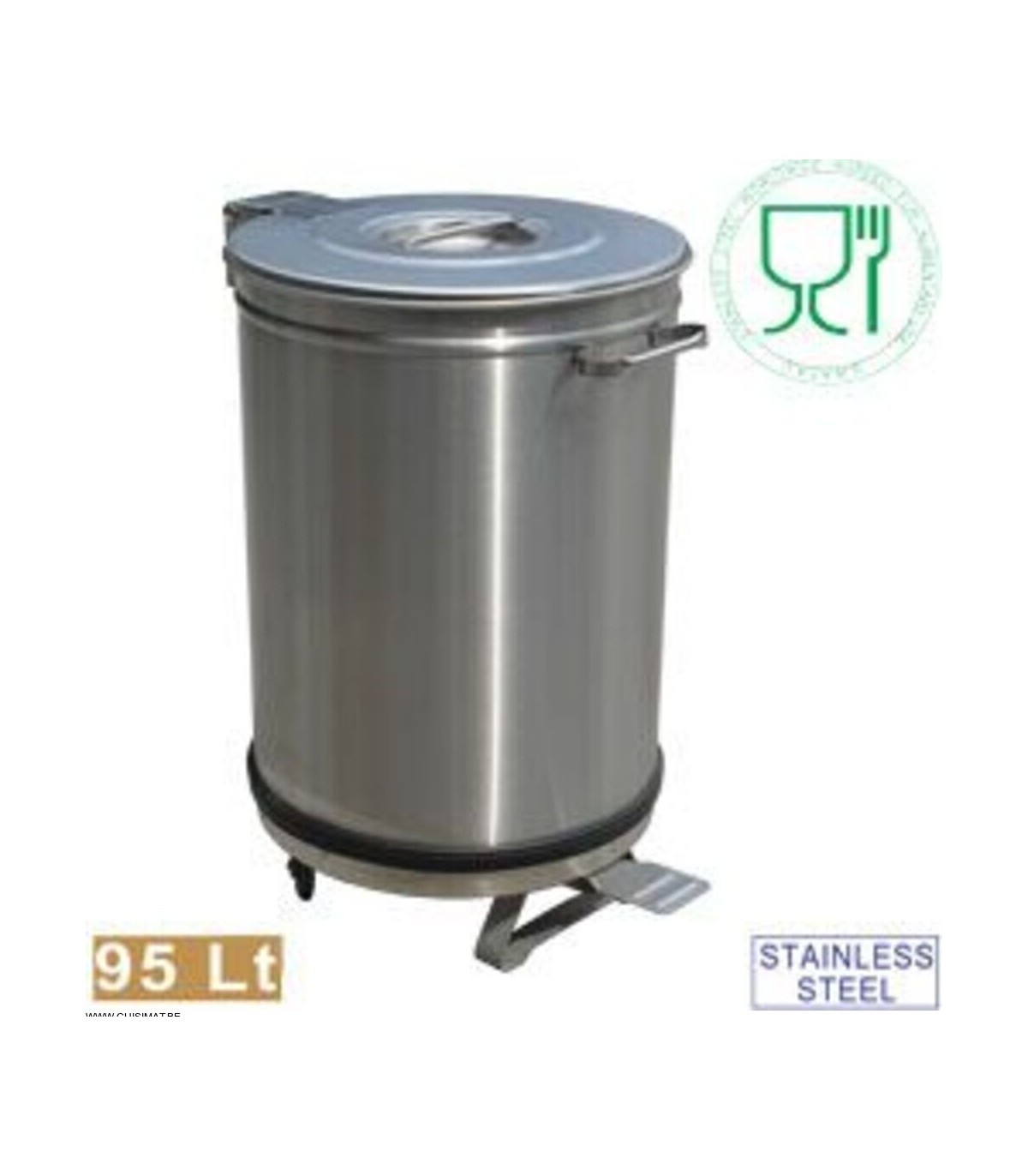 POUBELLE "ETANCHE" INOX 95LT + ROUES + PEDALE DIAMOND dans POUBELLES