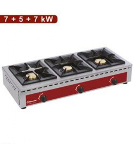 RECHAUD A GAZ DE TABLE - 3 FEUX VIFS 7+5+7KW DIAMOND dans RECHAUD GAZ