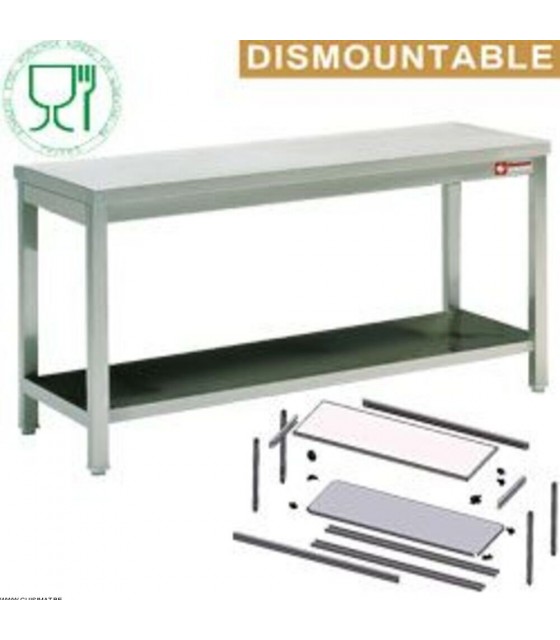 TABLE DE TRAVAIL AVEC SOUS TABLETTE EN KIT 100CM DIAMOND dans TABLES INOX