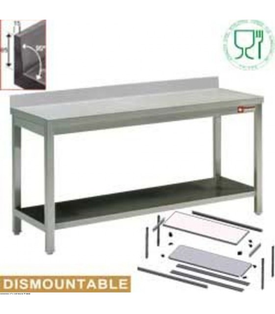 TABLE DE TRAVAIL AVEC DOSSERT ET SOUS TABLETTE EN KIT 100CM DIAMOND dans TABLES INOX