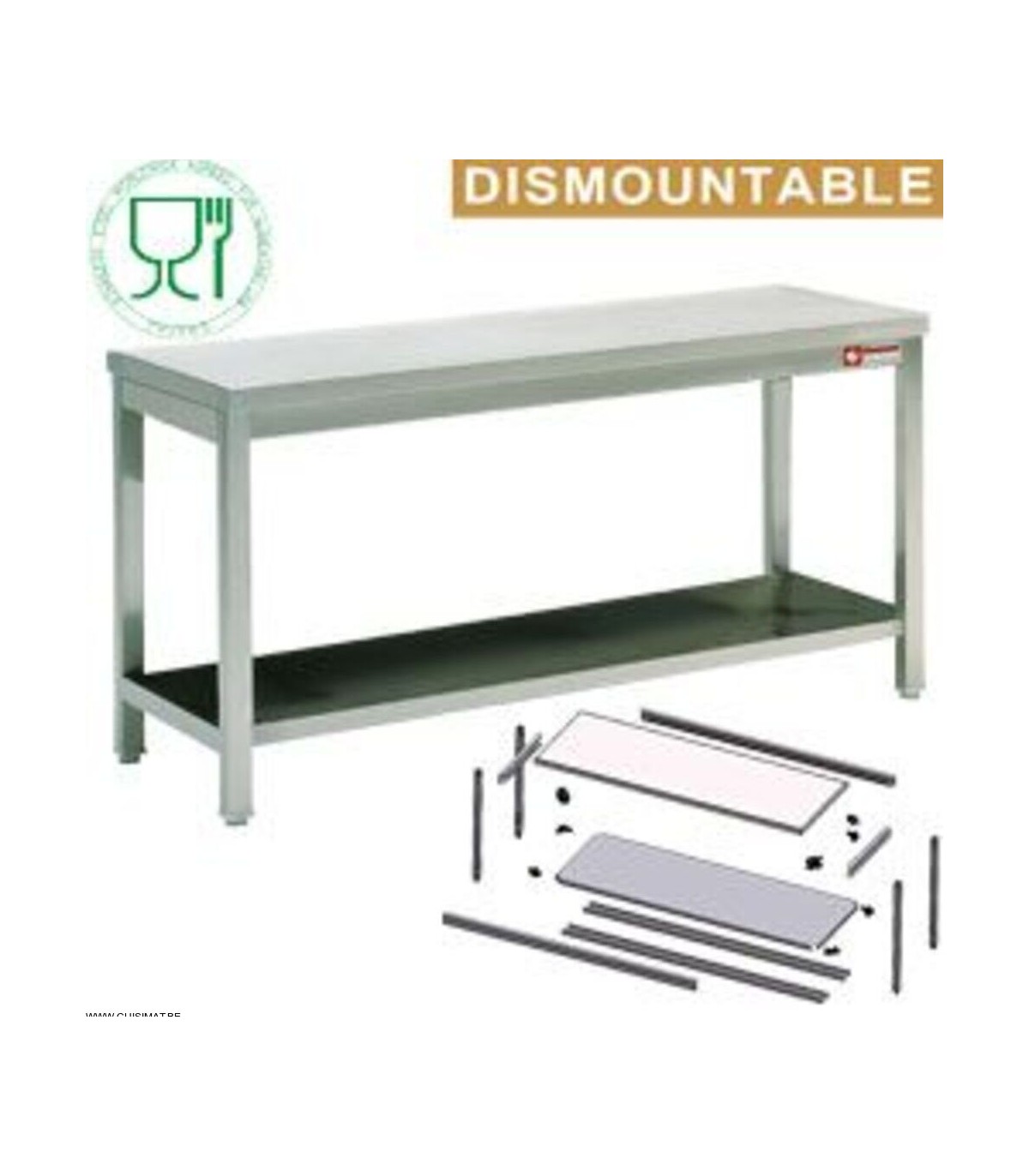 TABLE DE TRAVAIL AVEC SOUS TABLETTE EN KIT 120CM DIAMOND dans TABLES INOX