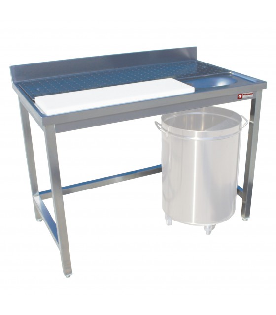 TABLE PREPARATION VIANDES OU POISSONS MURALE 120CM DIAMOND dans TABLES INOX