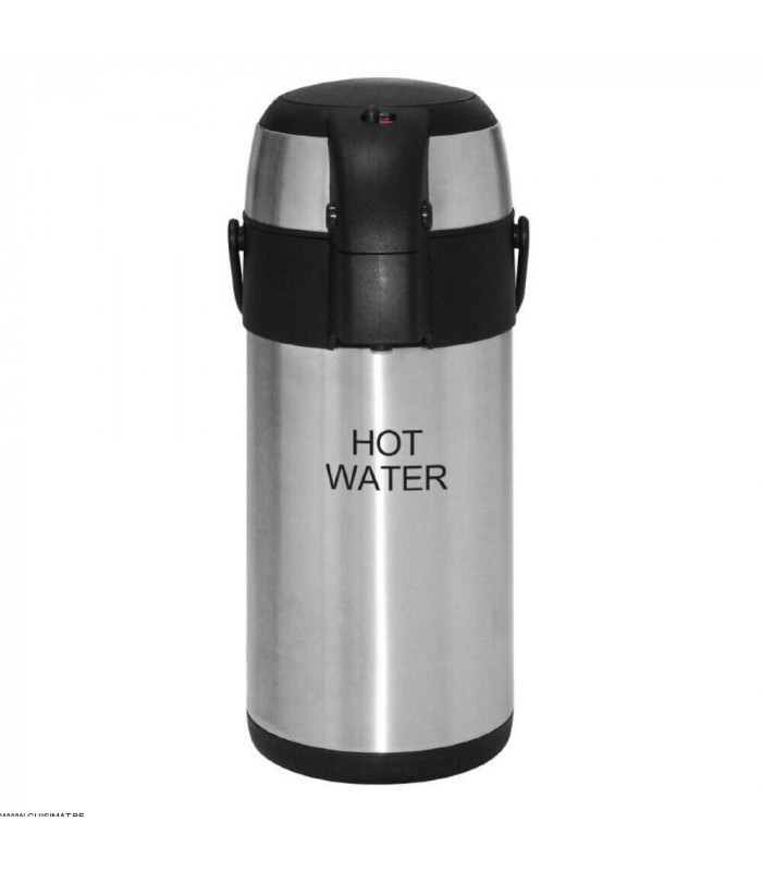 PICHET A POMPE 3LT INOX AVEC TEXTE HOT WATER dans BOUTEILLES ISOTHERMES