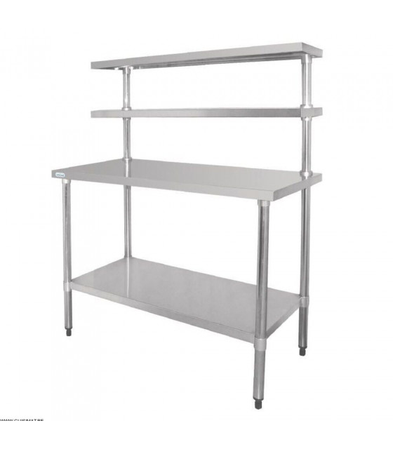 TABLE DE TRAVAIL AVEC 2 ETAGERES 180CM dans TABLES INOX