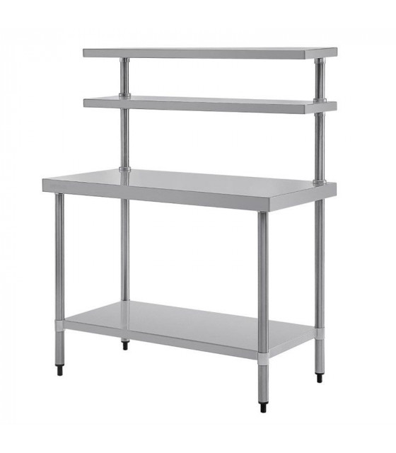 TABLE DE TRAVAIL AVEC 2 ETAGERES 180CM dans TABLES INOX