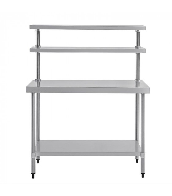 TABLE DE TRAVAIL AVEC 2 ETAGERES 180CM dans TABLES INOX