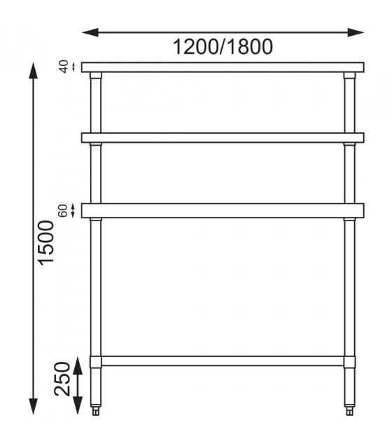 TABLE DE TRAVAIL AVEC 2 ETAGERES 120CM dans TABLES INOX