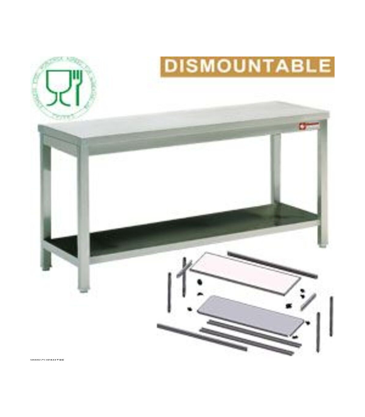 TABLE DE TRAVAIL AVEC SOUS TABLETTE EN KIT 70CM DIAMOND dans TABLES INOX