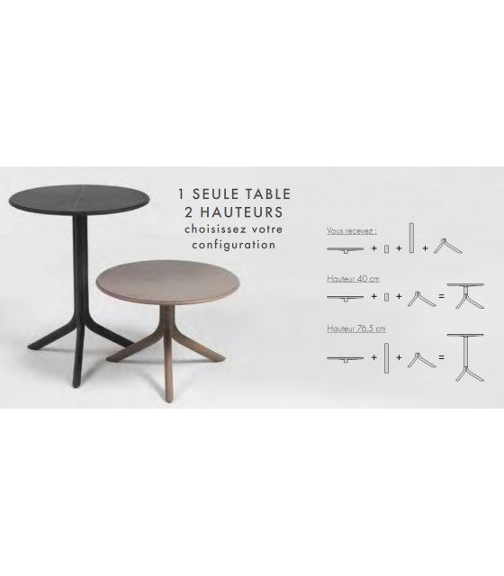 TABLE SPRITZ Ø60CM CAFE - 2 HAUTEURS POSSIBLES AMOBIS dans TABLE EN RESINE