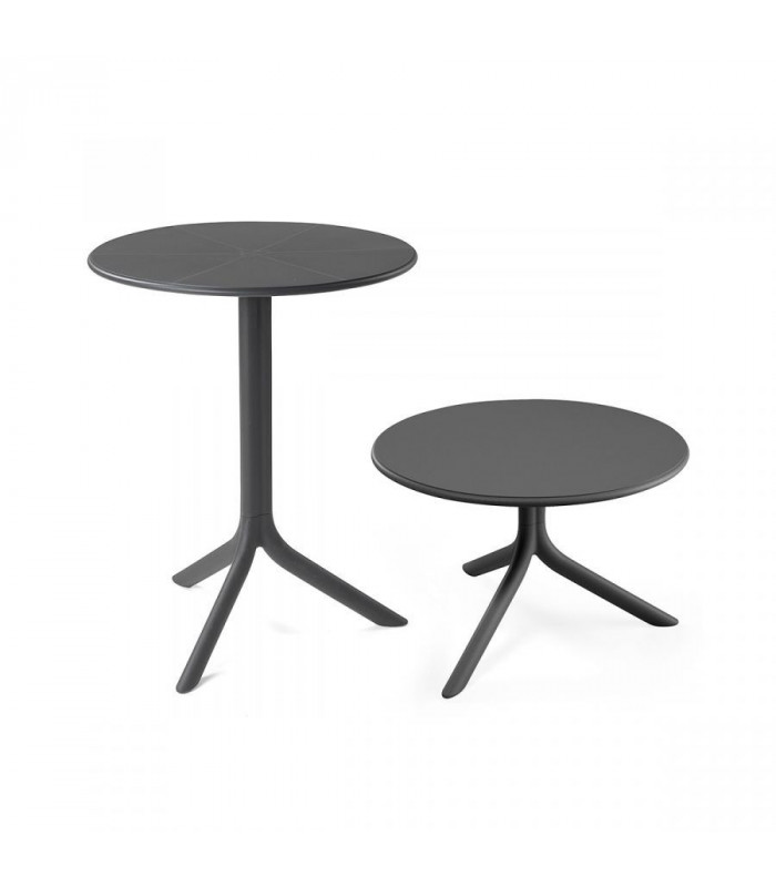 TABLE SPRITZ Ø60CM ANTHRACITE - 2 HAUTEURS POSSIBLES AMOBIS dans TABLE EN RESINE