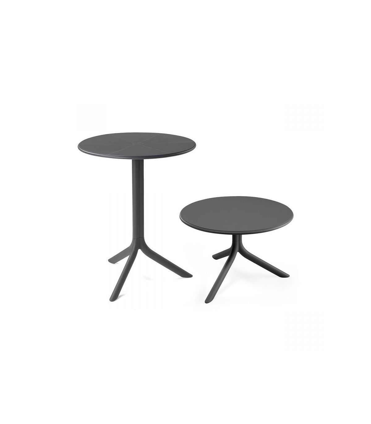 TABLE SPRITZ Ø60CM ANTHRACITE - 2 HAUTEURS POSSIBLES AMOBIS dans TABLE EN RESINE