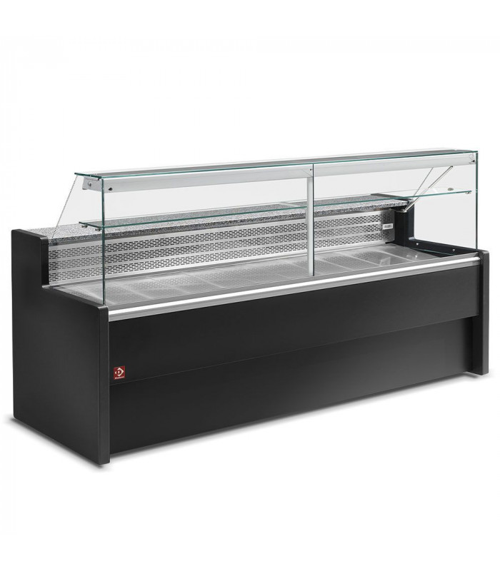 COMPTOIR VITRINE REFRIGERE VITRE DROITE 90° AVEC RESERVE - NOIR 200CM DIAMOND dans COMPTOIR