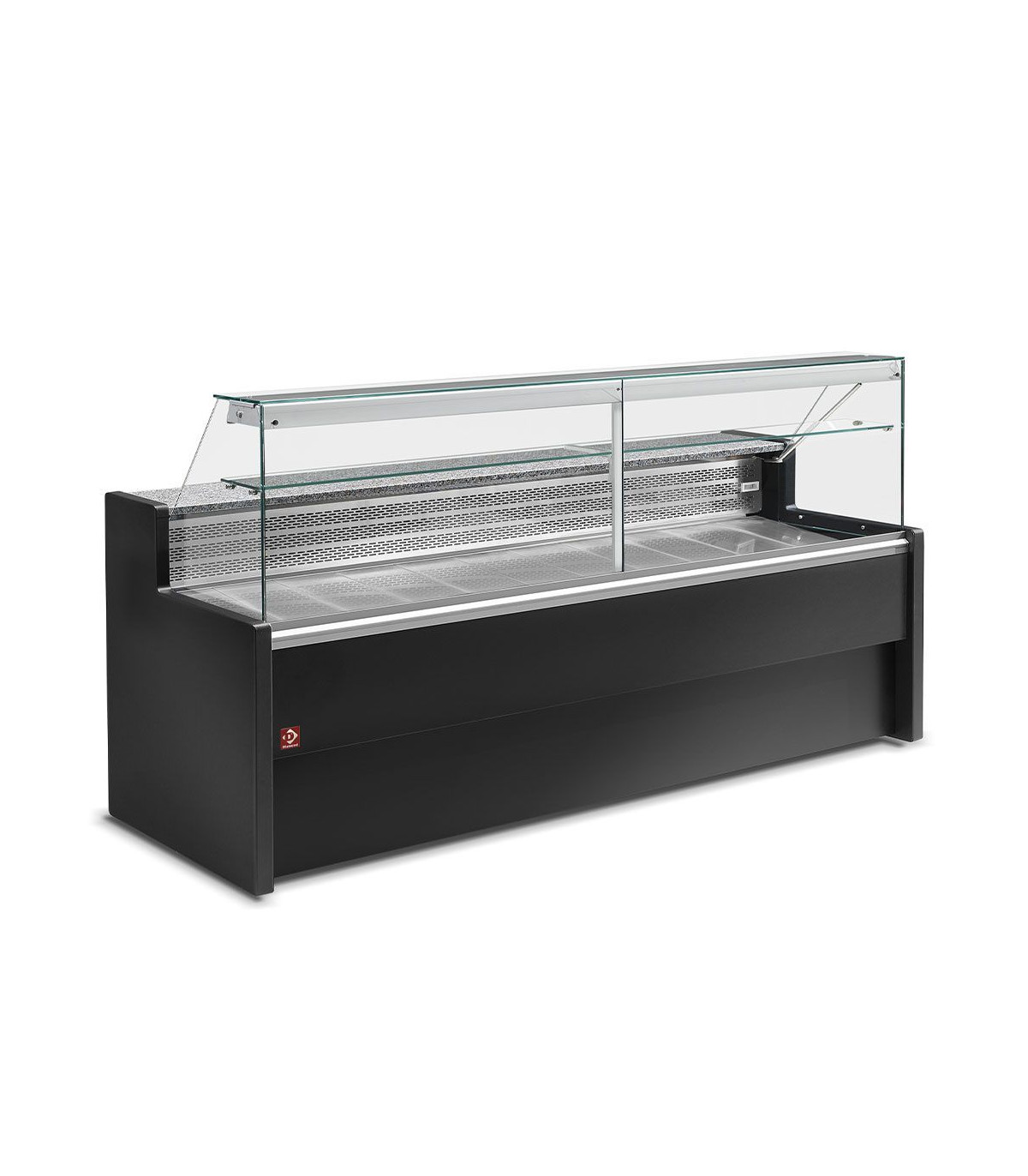 COMPTOIR VITRINE REFRIGERE VITRE DROITE 90° AVEC RESERVE - NOIR 200CM DIAMOND dans COMPTOIR