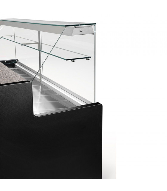 COMPTOIR VITRINE REFRIGERE VITRE DROITE 90° AVEC RESERVE - NOIR 200CM DIAMOND dans COMPTOIR