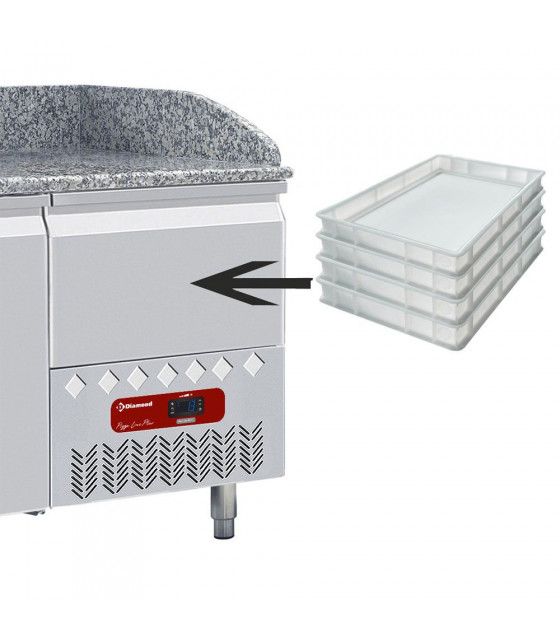 Table frigo 2 portes 600x400, 3 tiroirs neutres (8x bacs 600x400) + tiroir  ustensiles