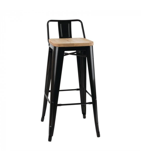 TABOURETS BISTRO HAUTS AVEC DOSSIER ET ASSISE EN BOIS NOIRS LOT DE 4 CUISIMAT dans TABOURET