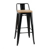 TABOURETS BISTRO HAUTS AVEC DOSSIER ET ASSISE EN BOIS NOIRS LOT DE 4 CUISIMAT dans TABOURET