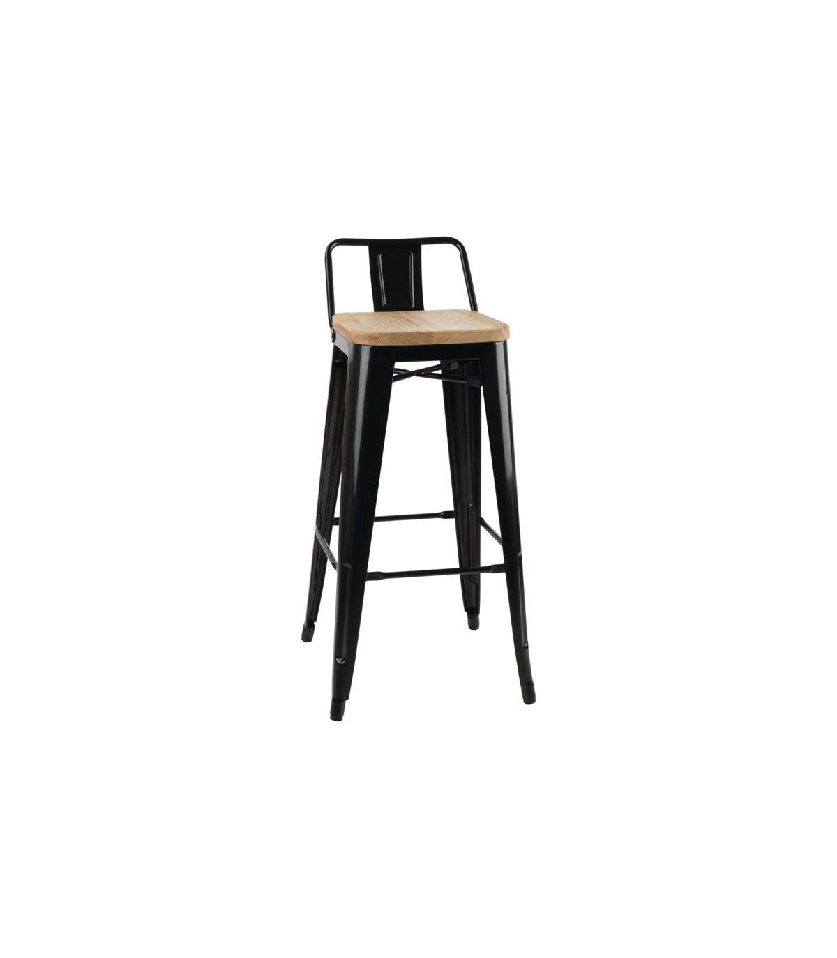 TABOURETS BISTRO HAUTS AVEC DOSSIER ET ASSISE EN BOIS NOIRS LOT DE 4 CUISIMAT dans TABOURET