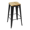 TABOURET BISTRO HAUT EN ACIER NOIR AVEC ASSISE EN BOIS LOT DE 4 CUISIMAT dans TABOURET