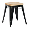 TABOURETS BISTRO BAS EN ACIER NOIR AVEC ASSISE EN BOIS (LOT DE 4) CUISIMAT dans TABOURET