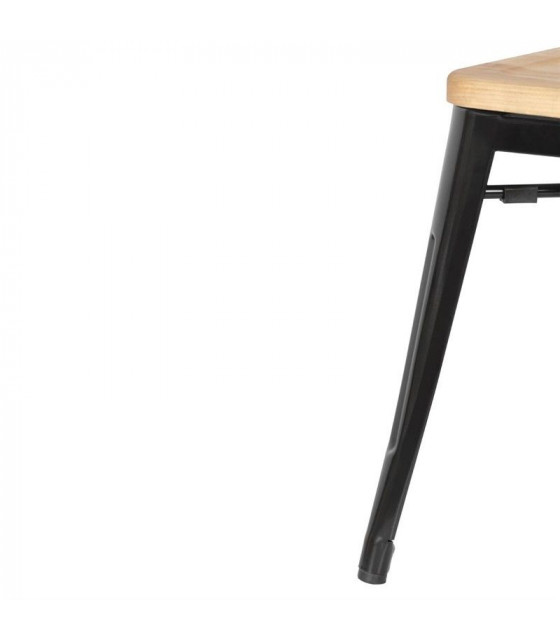 TABOURETS BISTRO BAS EN ACIER NOIR AVEC ASSISE EN BOIS (LOT DE 4) CUISIMAT dans TABOURET