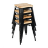 TABOURETS BISTRO BAS EN ACIER NOIR AVEC ASSISE EN BOIS (LOT DE 4) CUISIMAT dans TABOURET