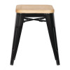 TABOURETS BISTRO BAS EN ACIER NOIR AVEC ASSISE EN BOIS (LOT DE 4) CUISIMAT dans TABOURET