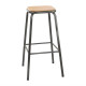 TABOURET HAUT GRIS METAL ASSISE BOIS CANTINA LOT DE 4 CUISIMAT