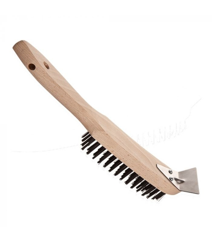 BROSSE METALLIQUE MANCHE EN BOIS dans USTENSILES POUR PIZZA