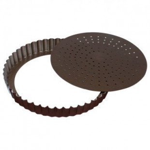 TOURTIERE CANNELEE PERFOREE - ANTIADHERENTE - FOND MOBILE - Ø320MM H28MM GOBEL dans MOULES PATISSERIES