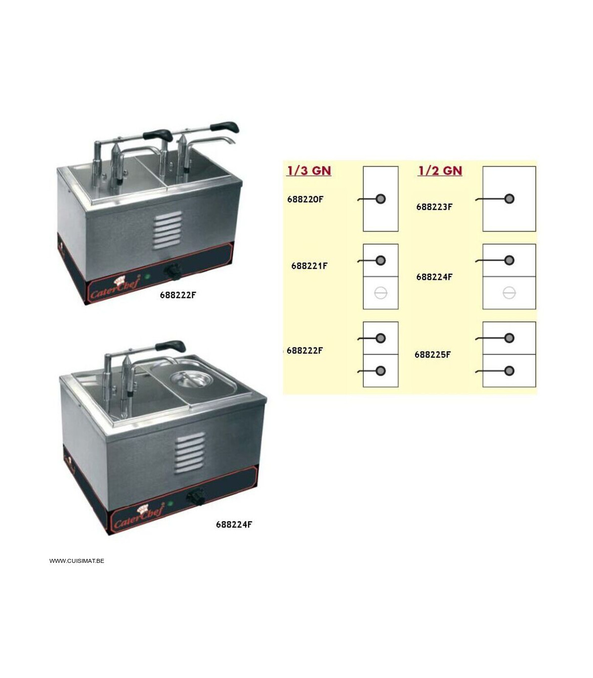 BAIN-MARIE FOOD WARMING SYSTEM 2*GN1/6 EN 150 + 1* POMPE CATERCHEF dans BAIN-MARIE