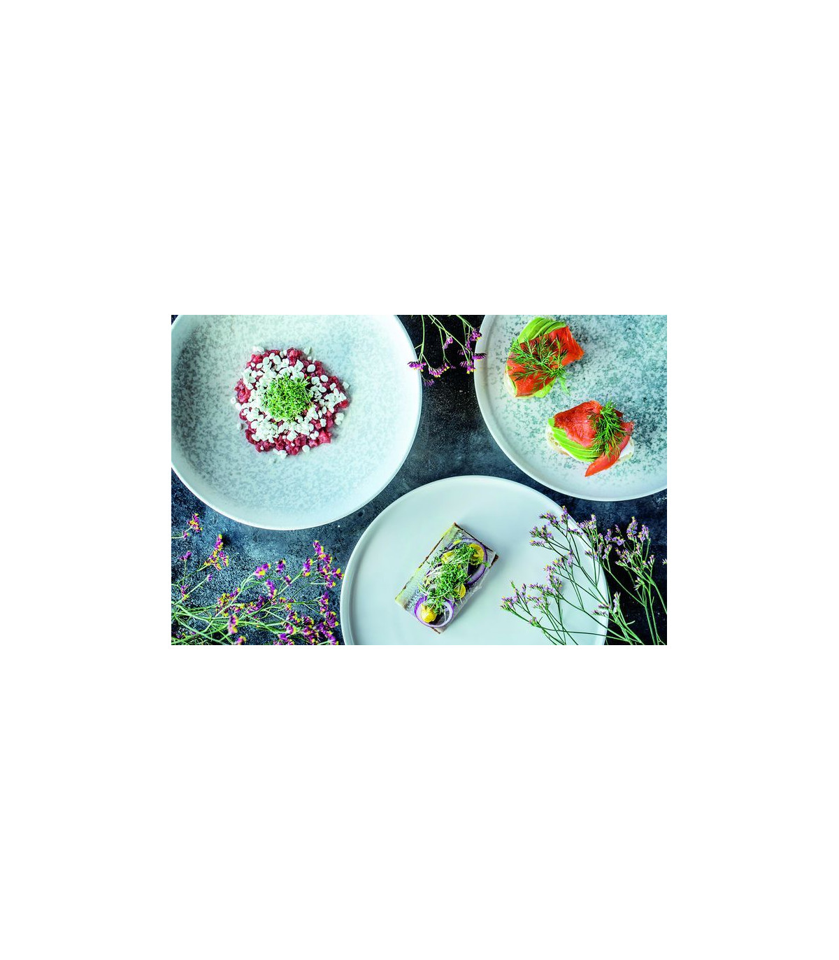 Assiettes à Desserts Bonna Blue Wave - Lot De 6, Porcelaine 22 Cm, Micro-ondes, Lave-vaisselle, Résistantes
