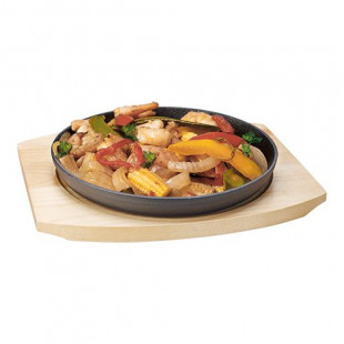 POELE EN FONTE ET SUPPORT EN BOIS Ø22CM dans CASSEROLES