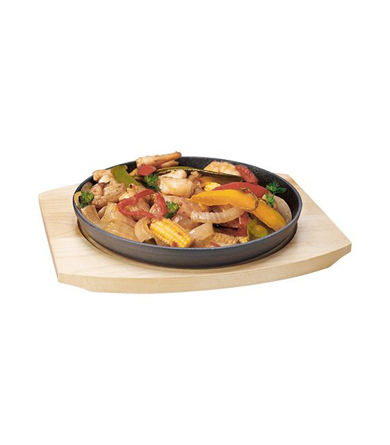 POELE EN FONTE ET SUPPORT EN BOIS Ø22CM dans CASSEROLES