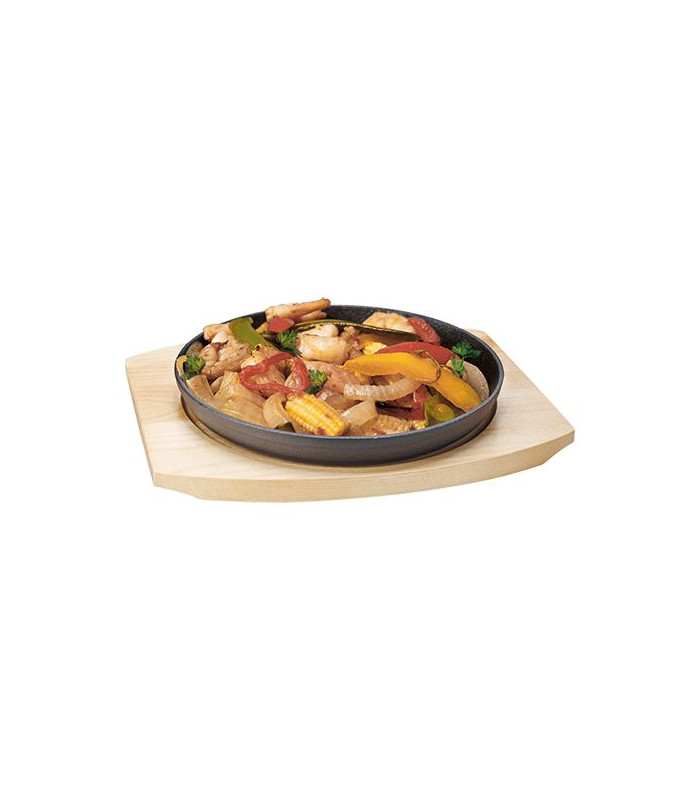 POELE EN FONTE ET SUPPORT EN BOIS Ø22CM dans CASSEROLES