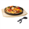 POELE EN FONTE ET SUPPORT EN BOIS Ø22CM dans CASSEROLES