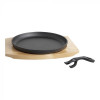 POELE EN FONTE ET SUPPORT EN BOIS Ø22CM dans CASSEROLES