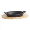 POELE EN FONTE ET SUPPORT EN BOIS 17x12CM dans CASSEROLES