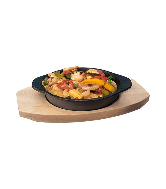 POELE EN FONTE ET SUPPORT EN BOIS Ø14CM dans CASSEROLES