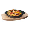 POELE EN FONTE ET SUPPORT EN BOIS Ø14CM dans CASSEROLES