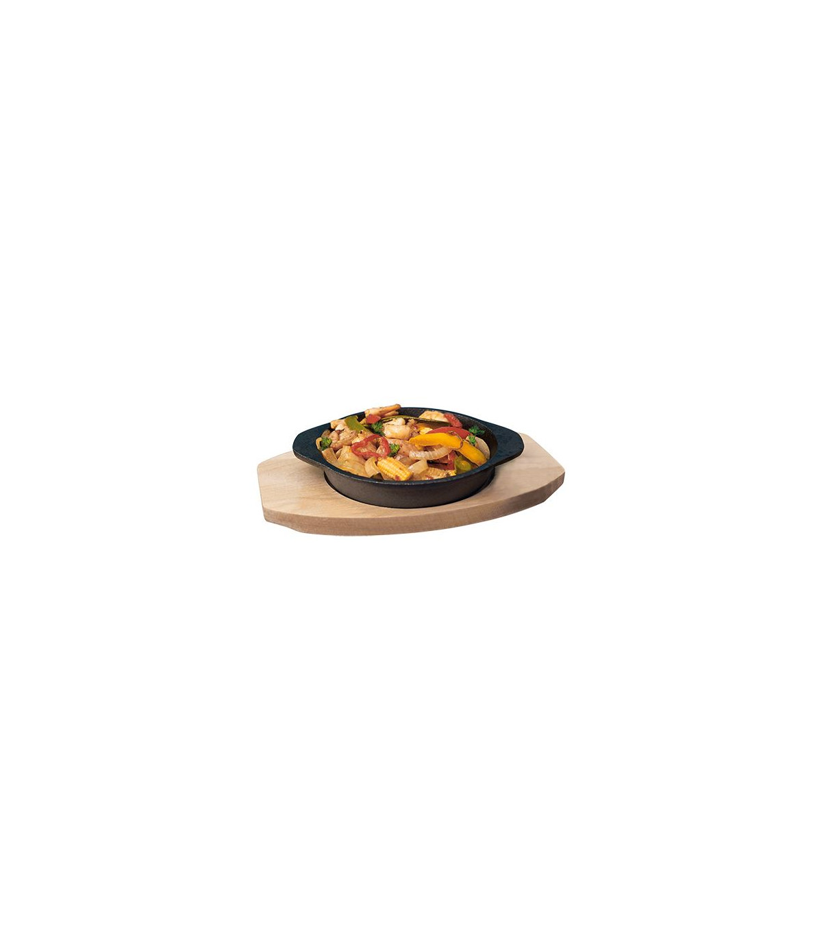 POELE EN FONTE ET SUPPORT EN BOIS Ø14CM dans CASSEROLES