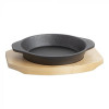 POELE EN FONTE ET SUPPORT EN BOIS Ø14CM dans CASSEROLES