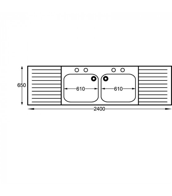 PLONGE 2 CUVES 2 EGOUTTOIRS EN INOX 2400X650MM FRANKE dans EVIERS ET PLONGES